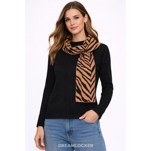 Cynthia Rowley New York‎ Small Black Zebra Print Detachable Scarf Knit Top NEW